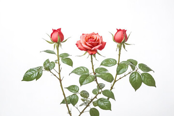 Fototapeta premium Three Roses On White Background