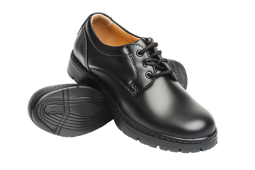 Elegant black leather shoes with laces, perfect for formal occasions and business attire. High-quality, durable, and stylish footwear.