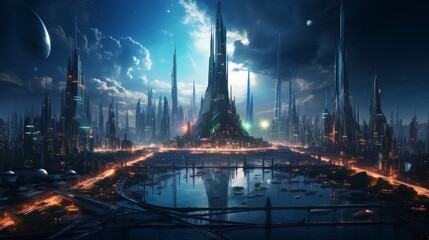 Neon Highways Flying Cars and Towering Structures