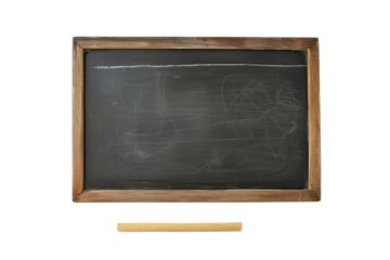 Vintage chalkboard with wooden frame and chalk eraser, perfect for educational or nostalgic design concepts.