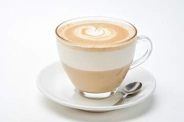 Obraz premium Latte with heart-shaped foam art in a glass cup