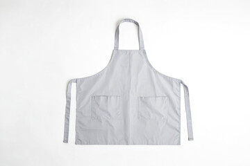Grey Apron with Pockets on White Background