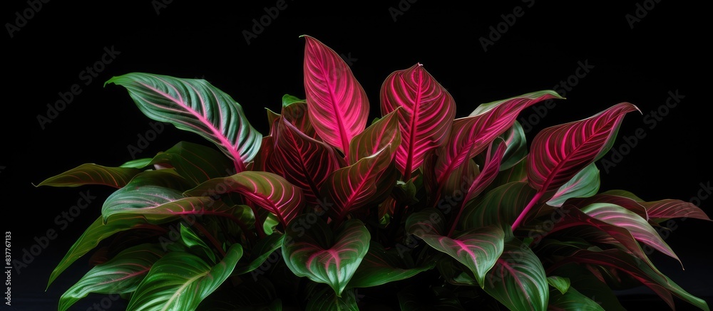 Poster aglaonema plant on a white backdrop with copy space image.