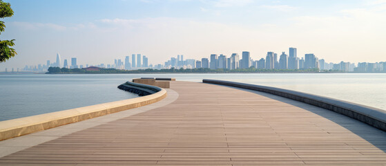 Serene City Waterfront Promenade Panorama