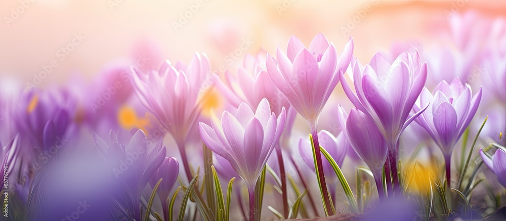 Poster blooming flowers in spring with copy space image.
