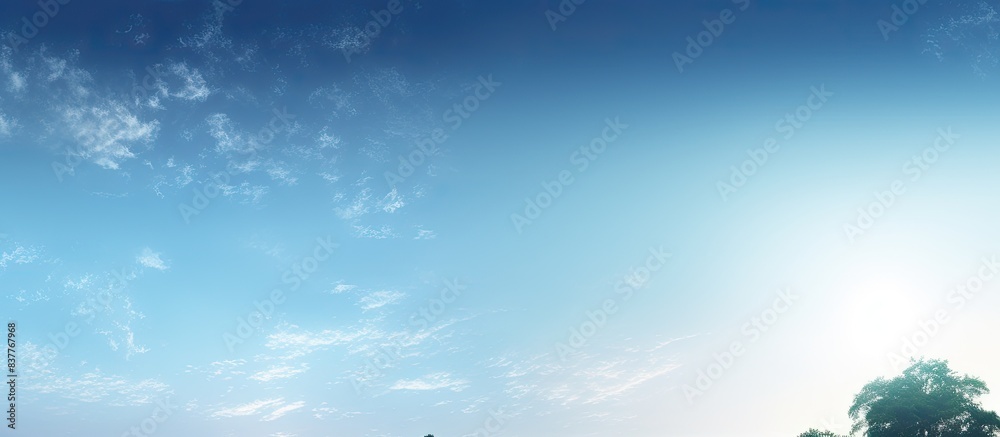 Poster twilight scene featuring a blue sky, white clouds, and treetops perfect for a background with copy s