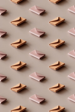 3D pattern of rows ofe-mailicons lying against brown background