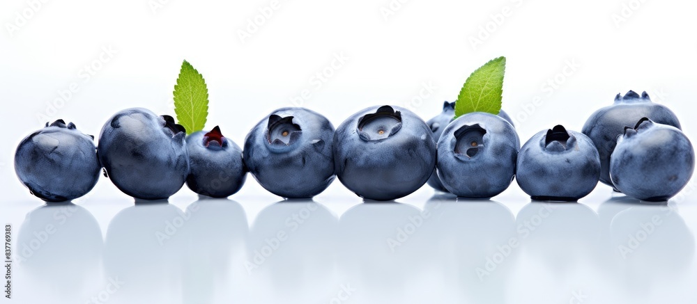 Poster Fresh Canadian blueberries displayed on a white backdrop with empty space for text or other elements in the image.