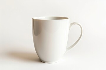 White ceramic mug on white background