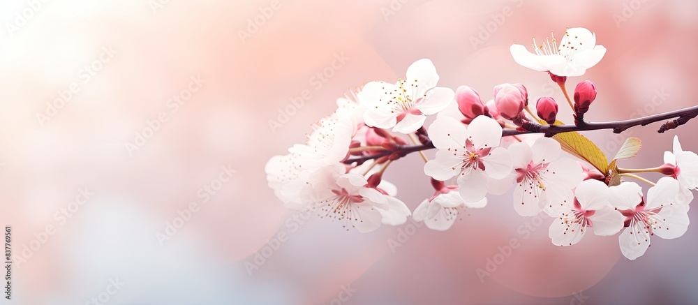 Poster blooming flowers in spring with copy space image.