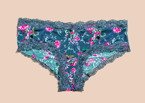 Floral pattern underwear on beige background