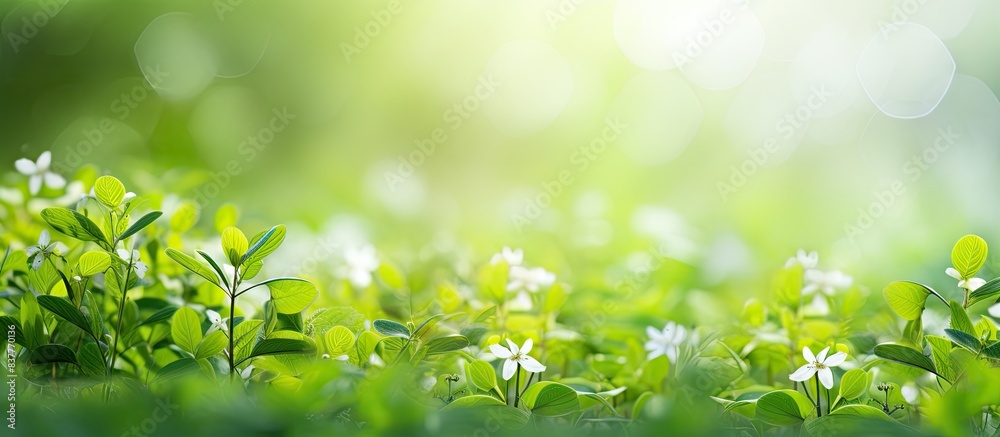 Aufkleber backdrop of small flowers and green leaves creating a fresh nature scene with a background suitable 