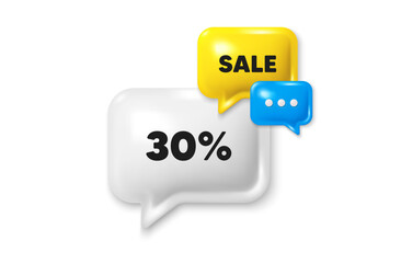 Obraz premium Discount speech bubble offer 3d icon. 30 percent off sale tag. Discount offer price sign. Special offer symbol. Discount offer. Speech bubble sale banner. Discount balloon. Vector