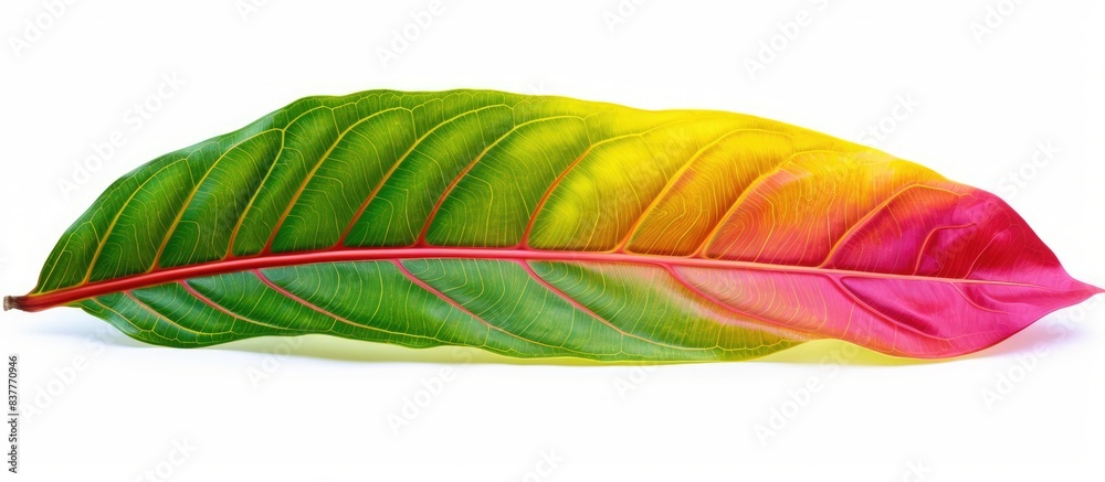 Poster croton leaf isolated on white background with copy space image.