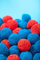 Red and blue berry flavored soft jelly candy with space for text