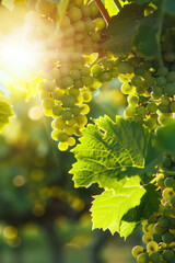 Close-Up of Grape Clusters with Sunlight Filtering Through, Harvest time, a stage in the wine-making process, les vendanges, grape harvesting, a seasonal job.