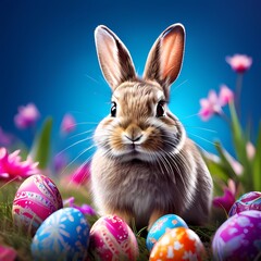 easter bunny with eggs