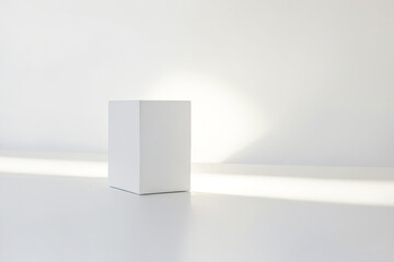 White Cube on White Background with Sunlight
