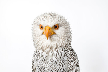 Fototapeta premium Close-up of a white Gyrfalcon with black markings