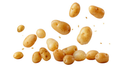 Obraz premium Falling potatoes isolated on transparent background