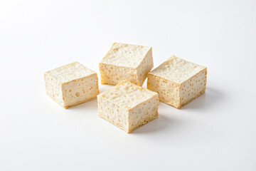 Tofu Cubes on White Background