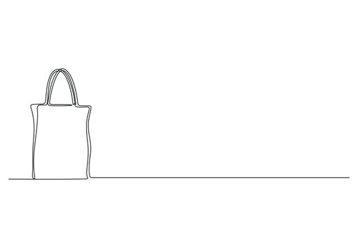 recommend clip art: Continuous one line drawing of shopping bag. Simple one line art paper bag vector illustration