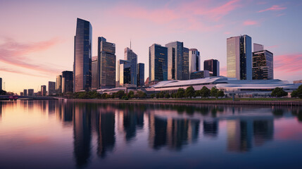 Fototapeta premium Modern City Skyline at Dusk