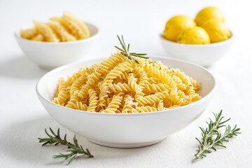 Close-up of a Bowl of Lemon and Rosemary Pasta