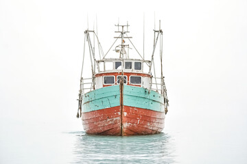 Old fishing boat on calm water