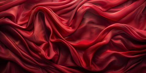Obraz premium Red Textile with Wrinkles and Folds. Colorful Luxury Surface Background.