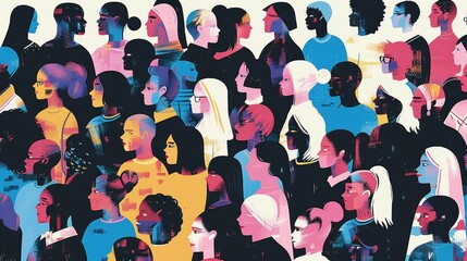 Vibrant and detailed illustration depicting individuals from a wide range of ethnicities, ages, and backgrounds to showcase inclusivity and multiculturalism in UHD quality