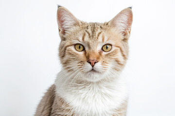 Fototapeta premium Close-up of a Tabby Cat with White Chest Looking Directly at the Camera