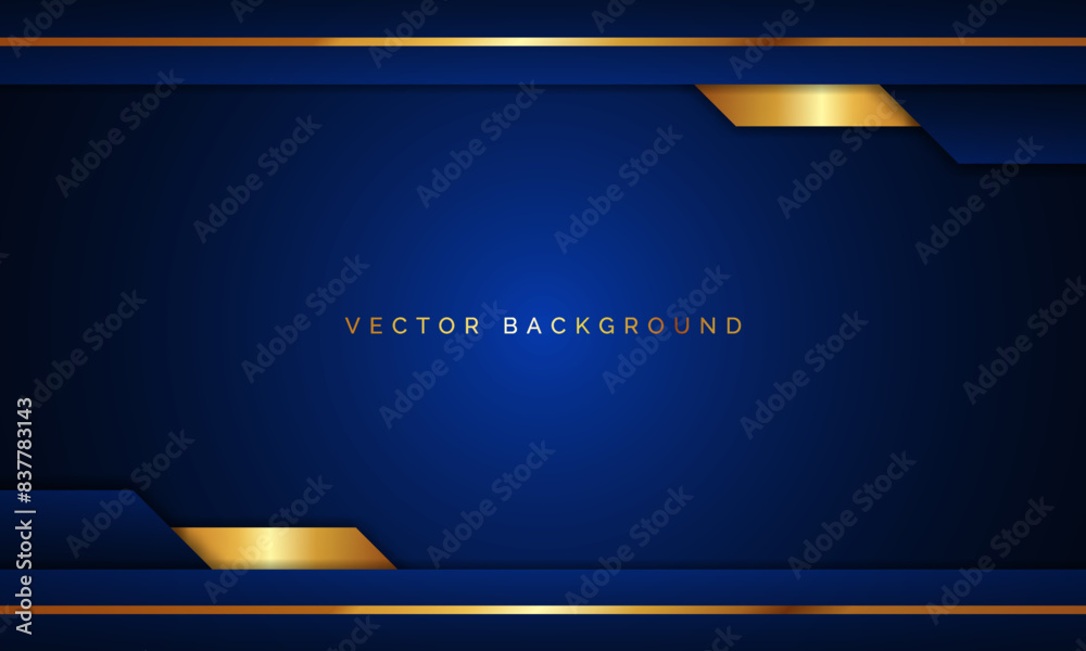 Wall mural modern dark blue luxury with gold lines premium banner background