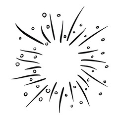 Sunburst doodle. hipster style vintage rays. doodle element. firework. star burst hand drawn radial lines