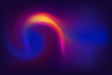 a colorful abstract background illustration of a wave, a purple and orange spiral is shown with a dark blue  background,