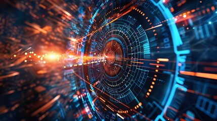 Fototapeta premium Virtual Interface of Digital Technology Background with Abstract Graphics