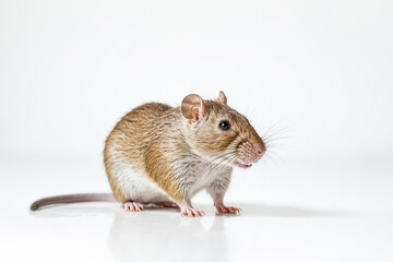 Brown Rat on White Background
