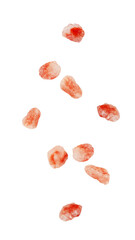 Falling Pink Salt, Himalayan, isolated on white background, full depth of field