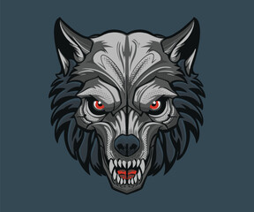 vector sketch illustration of the wolf skull tattoo