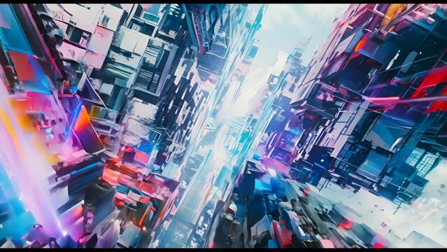 A cityscape with buildings and a sky