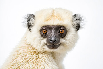 Naklejka premium Close-up portrait of a Coquerel's Sifaka lemur
