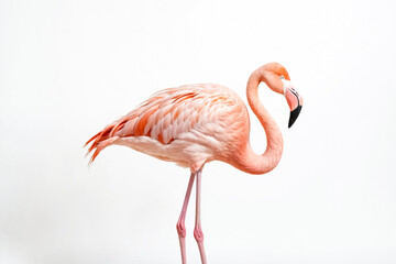 Obraz premium Pink Flamingo Standing on One Leg