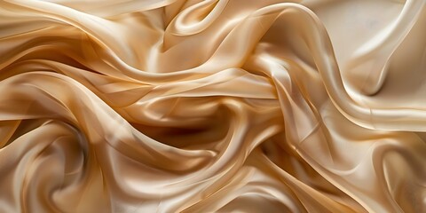 Obraz premium Detail Shot of Crumpled Beige Silk Fabric with Natural Light Shadow. Concept Textured Fabric, Natural Light, Close-Up Photography, Shadows, Beige Palette