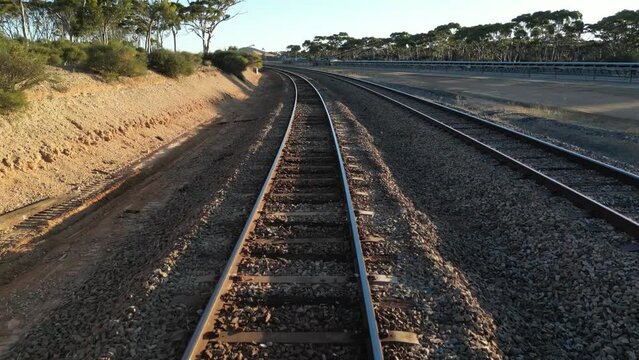 Moving close over the train rails in western Australia.