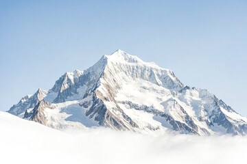 Snowy Mountain Peak with Clear Blue Sky