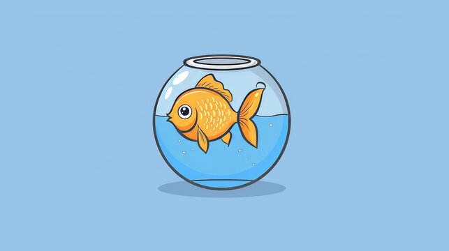 recommend clip art: Animated goldfish in a gold fish bowl is cute and happy
