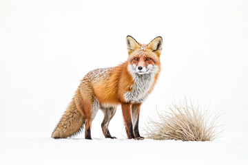 Fototapeta premium Red Fox Standing in Snowy Field