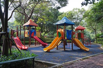 Playground slide bench colorful