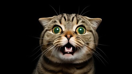 scottish fold cat head, surprised expression