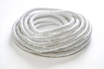 Naklejka premium White Rope Coiled on White Background